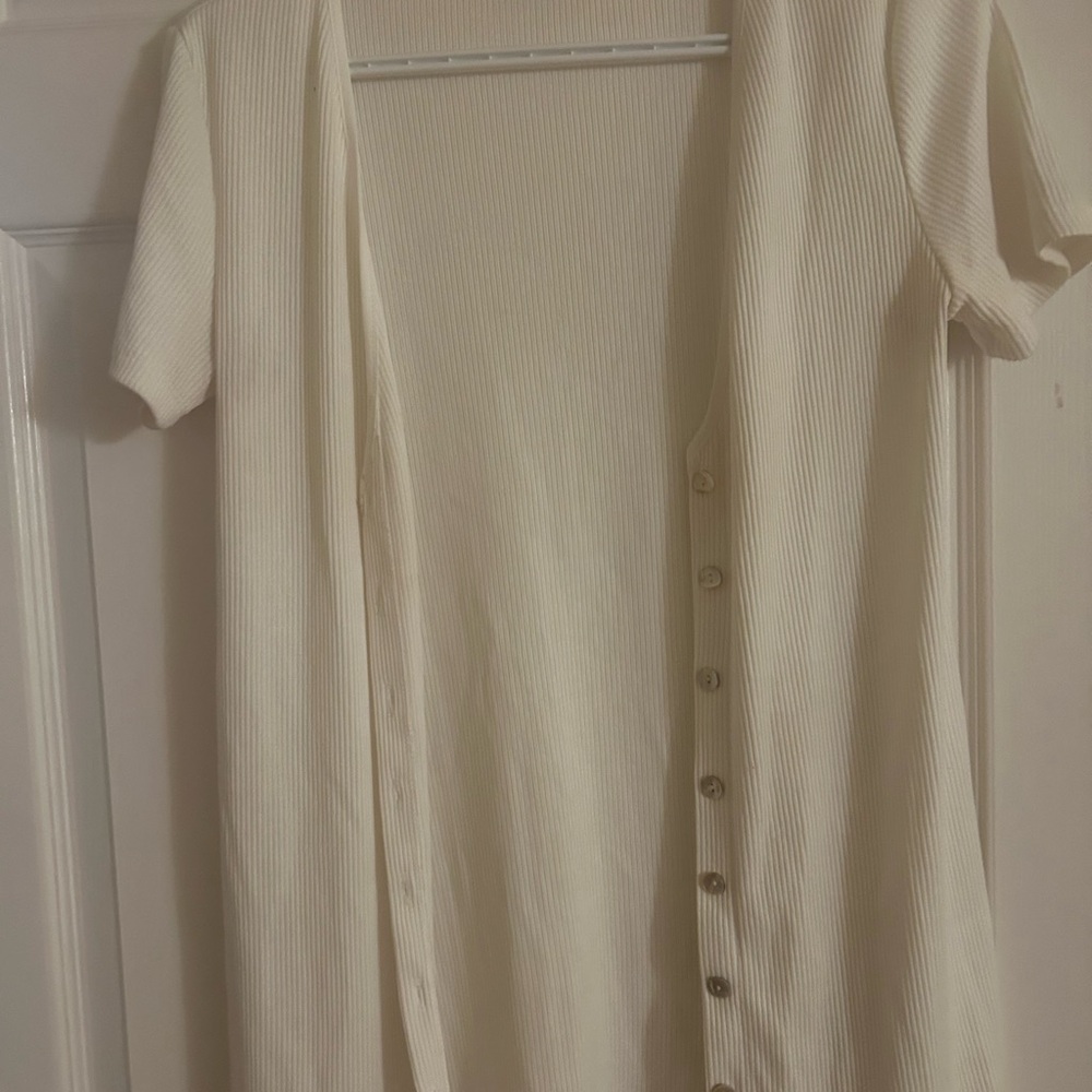 Zara Off-White Ribbed Knit Top